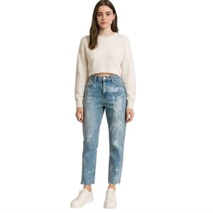 Levi's Wedgie 501 Button‎ FLY Bleach Dyed Denim Jeans